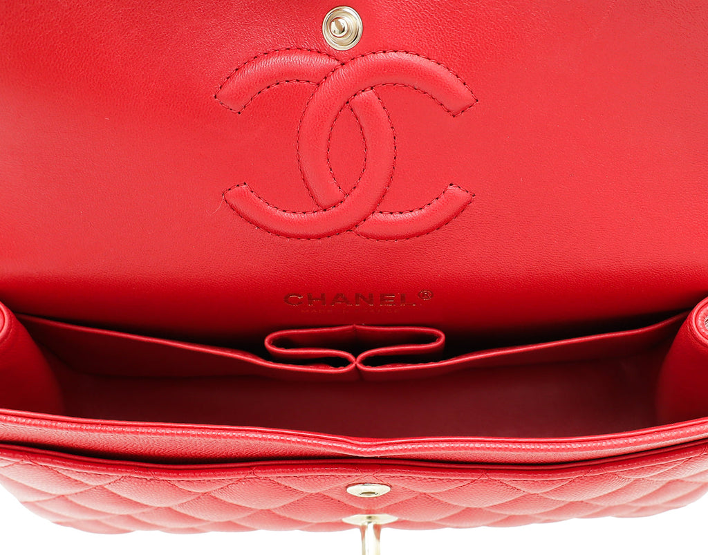 Chanel Red CC Classic Double Flap Small Bag