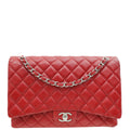 Chanel Red Classic Double Flap Maxi Bag