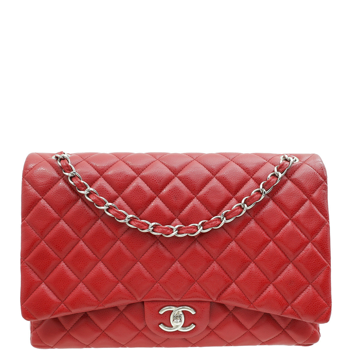 Chanel Red Classic Double Flap Maxi Bag