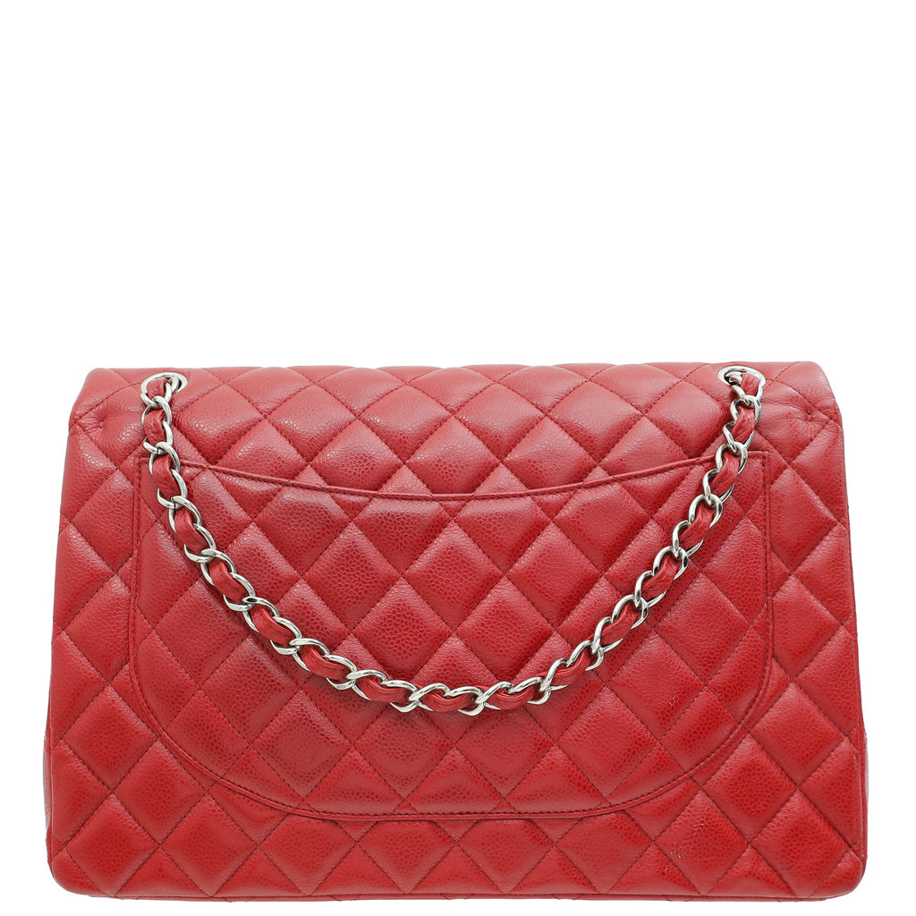 Chanel Red Classic Double Flap Maxi Bag