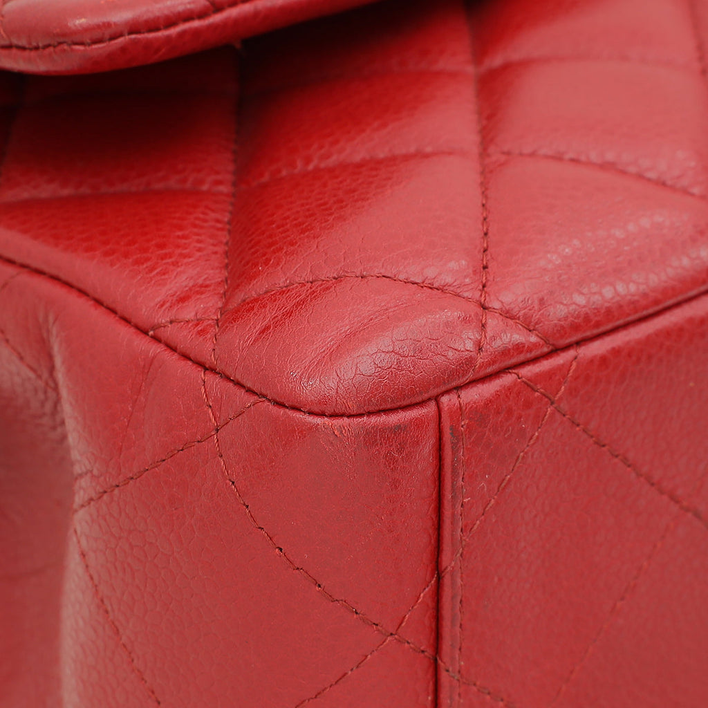 Chanel Red Classic Double Flap Maxi Bag