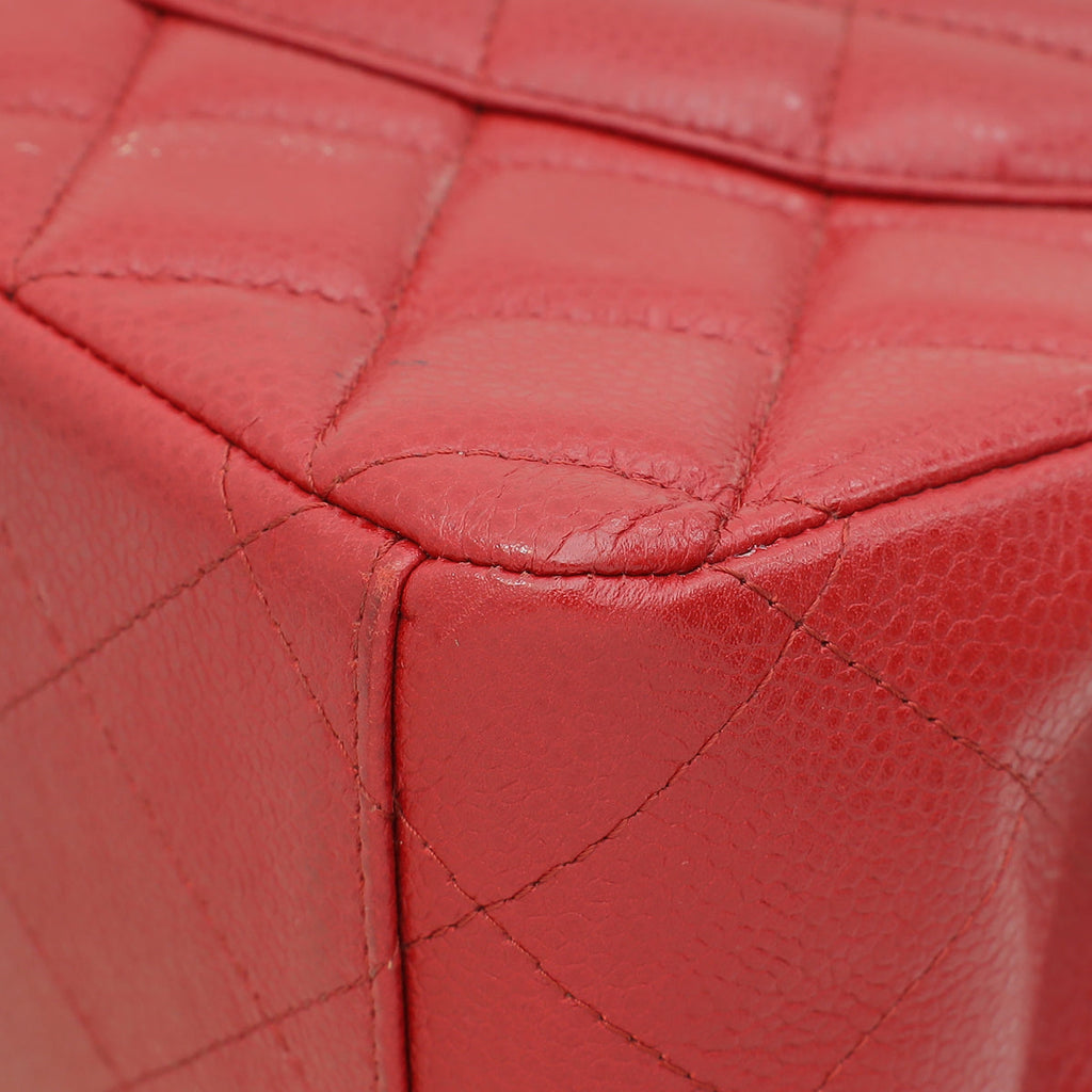 Chanel Red Classic Double Flap Maxi Bag