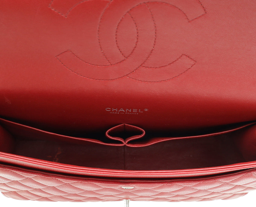 Chanel Red Classic Double Flap Maxi Bag