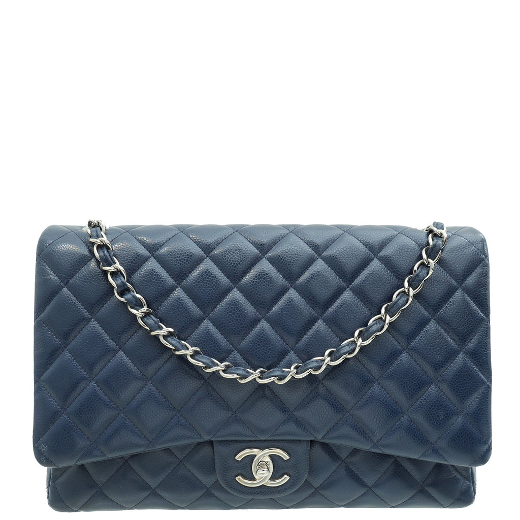 Chanel Blue Classic Double Flap Maxi Bag