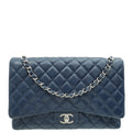 Chanel Blue Classic Double Flap Maxi Bag