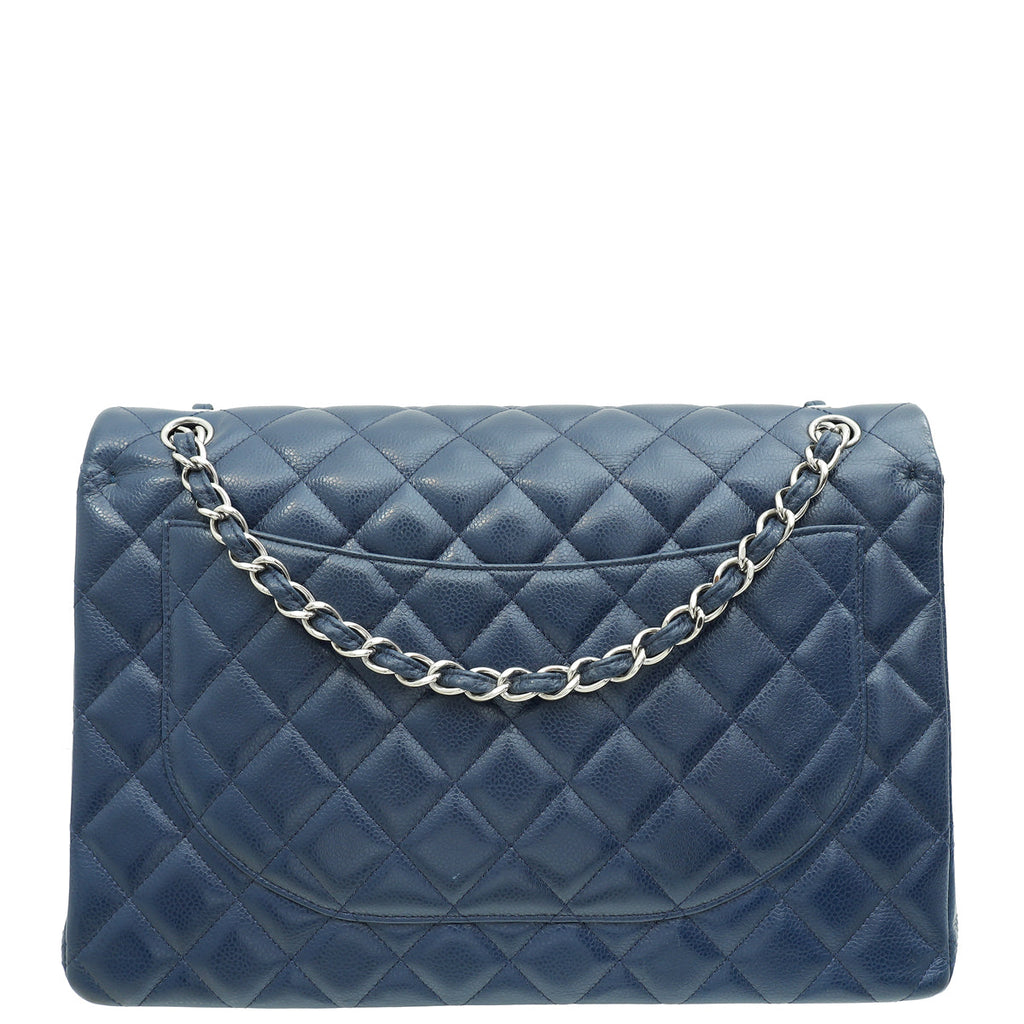 Chanel Blue Classic Double Flap Maxi Bag