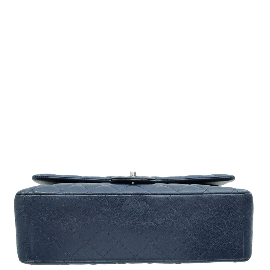 Chanel Blue Classic Double Flap Maxi Bag