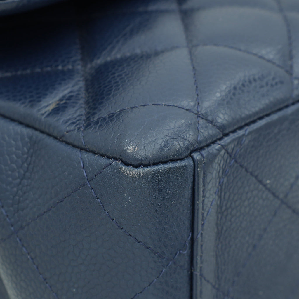 Chanel Blue Classic Double Flap Maxi Bag