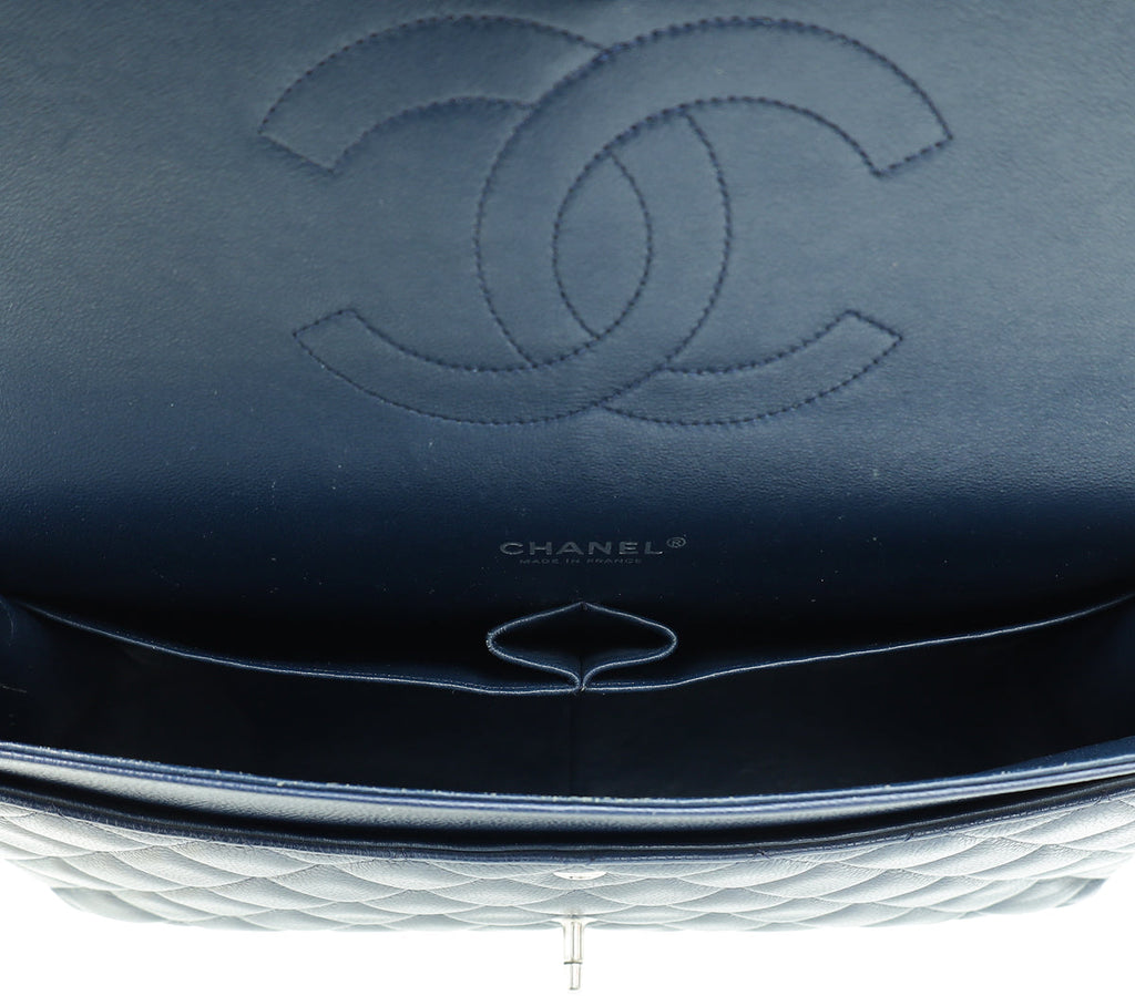 Chanel Blue Classic Double Flap Maxi Bag