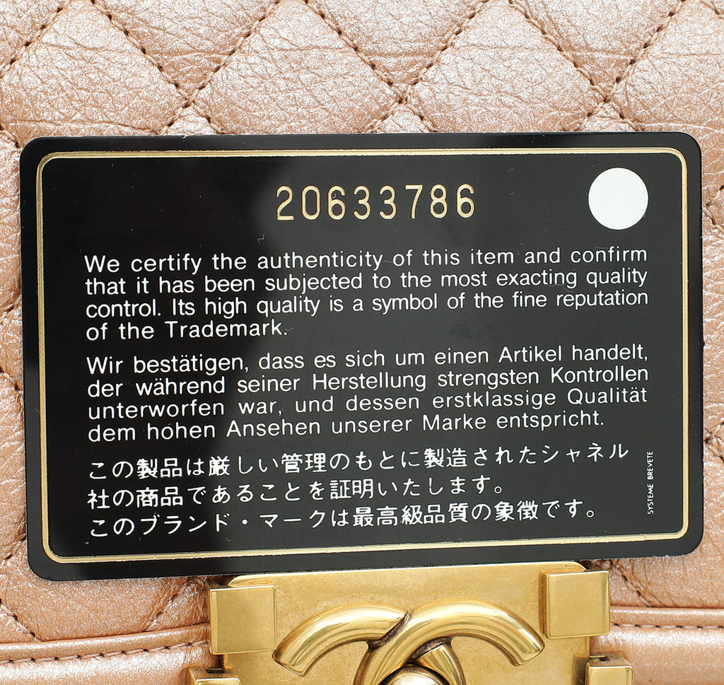 Chanel Metallic Rose Gold Le Boy Small Bag