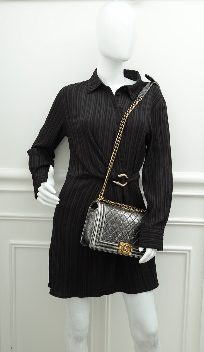 Chanel Bicolor Le Boy Cracked Medium Bag