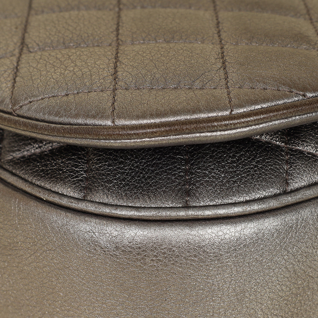 Chanel Metallic Grey CC Casual Pocket Messenger Flap Bag
