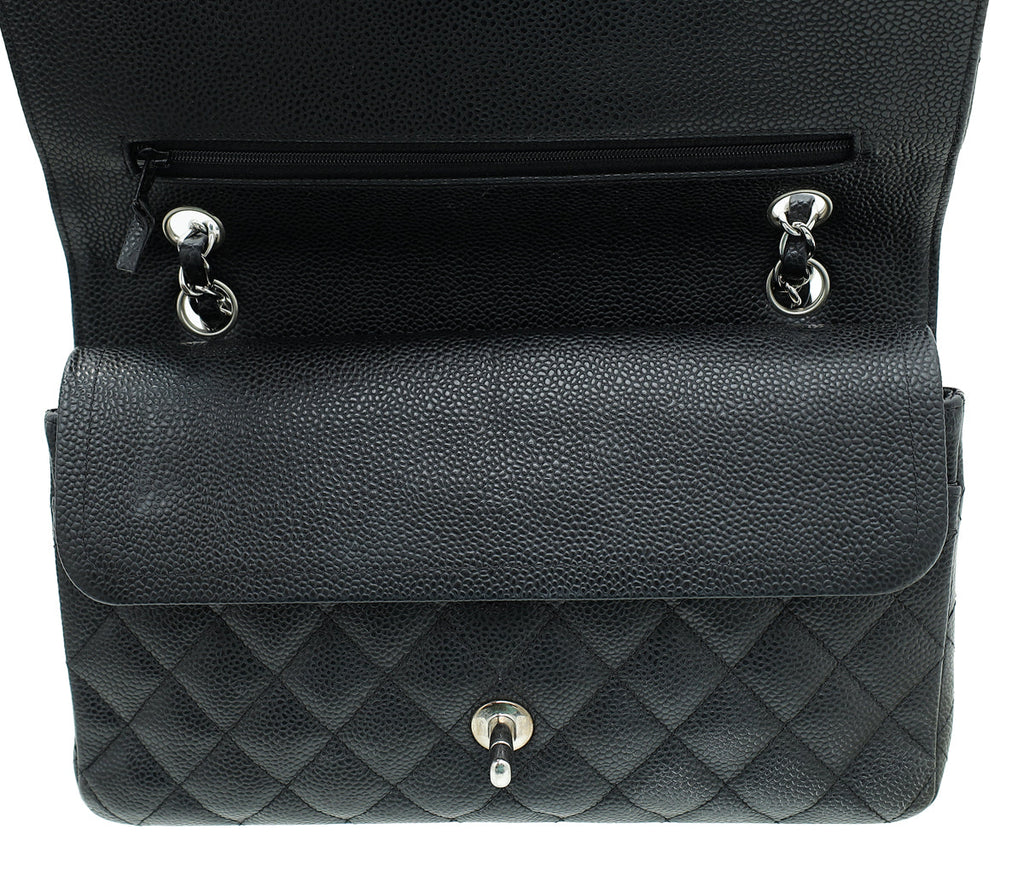 Chanel Black CC Classic Double Flap Medium Bag