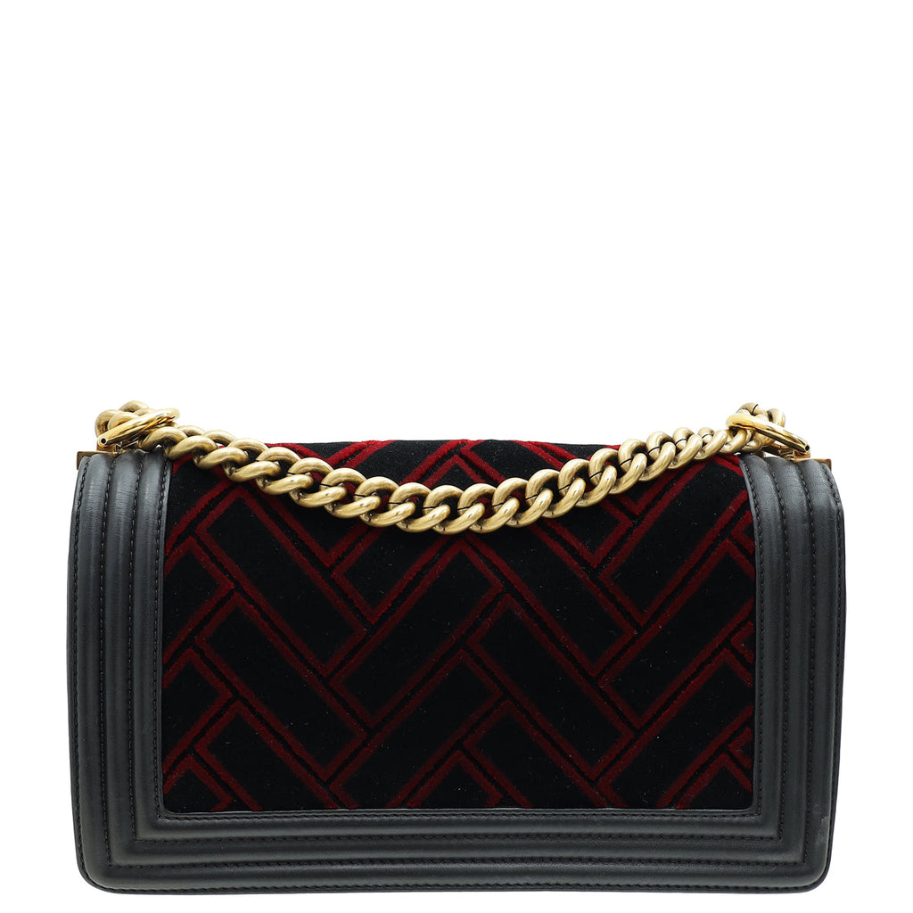 Chanel Bicolor Le Boy Medium Velvet Flap Bag