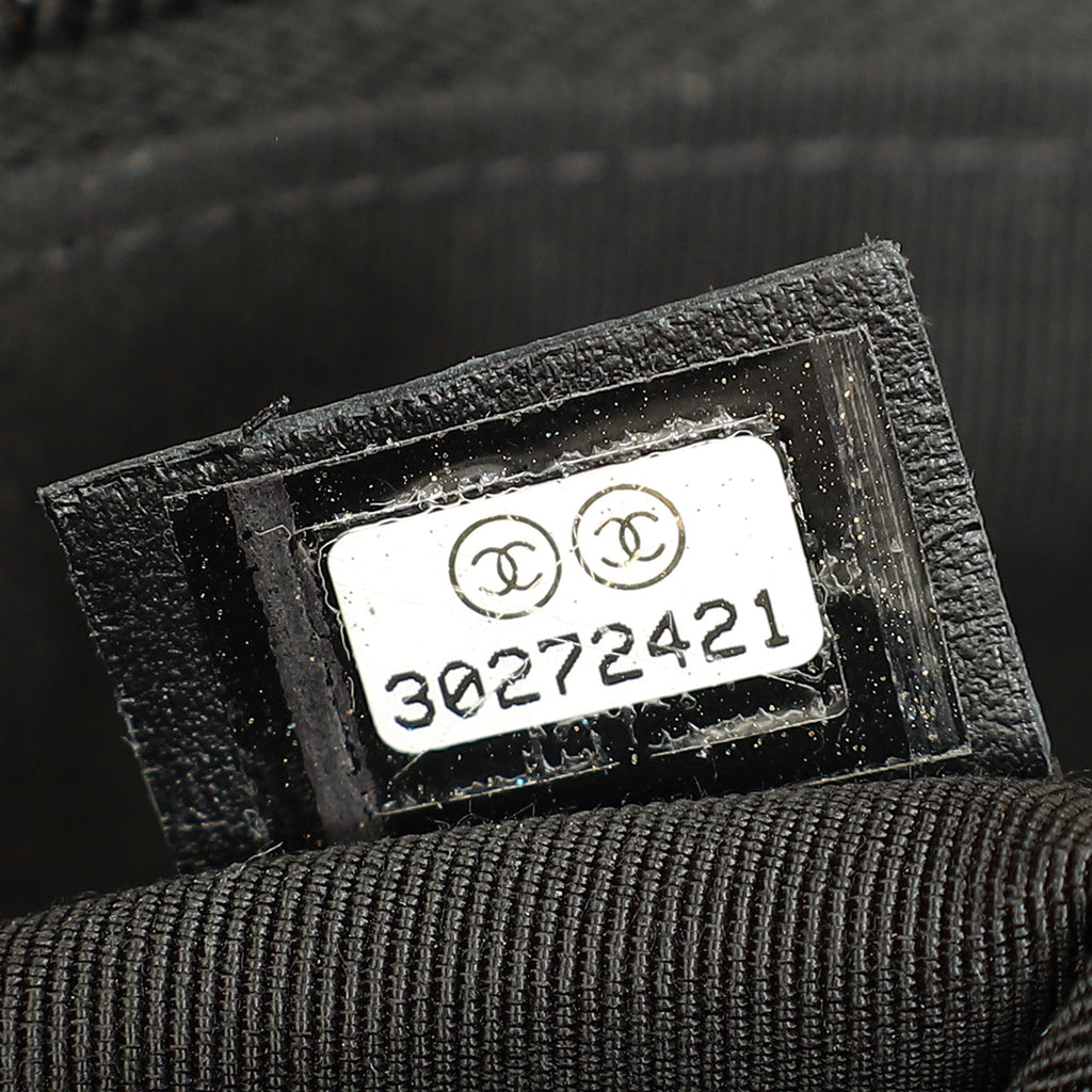 Chanel Black Logo Quilted Cosmetic Case With Chain Wrist