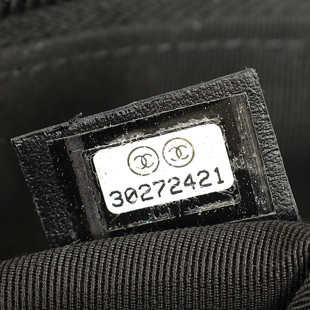 Chanel Black Logo Quilted Cosmetic Case With Chain Wrist