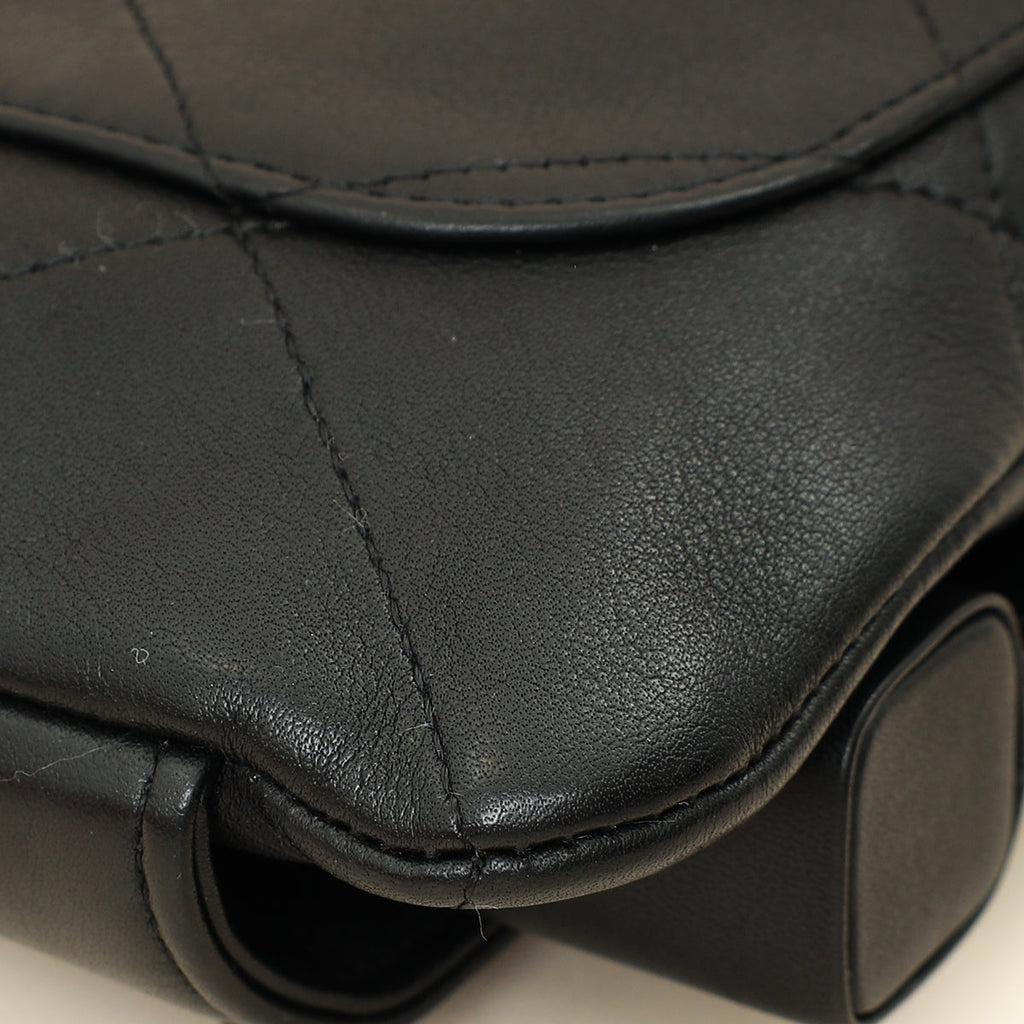 Chanel Black Logo Quilted Cosmetic Case With Chain Wrist