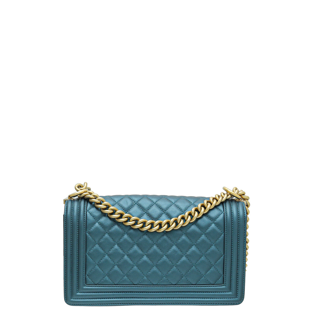 Chanel Metallic Bluegreen Le Boy - Spring/Summer Medium Bag