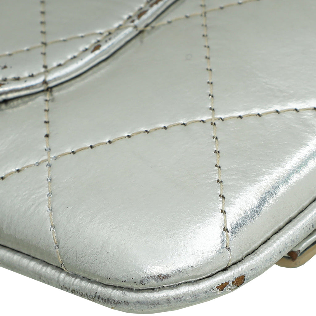 Chanel Metallic Silver 31 Pouch Shiny Crumpled Small Clutch