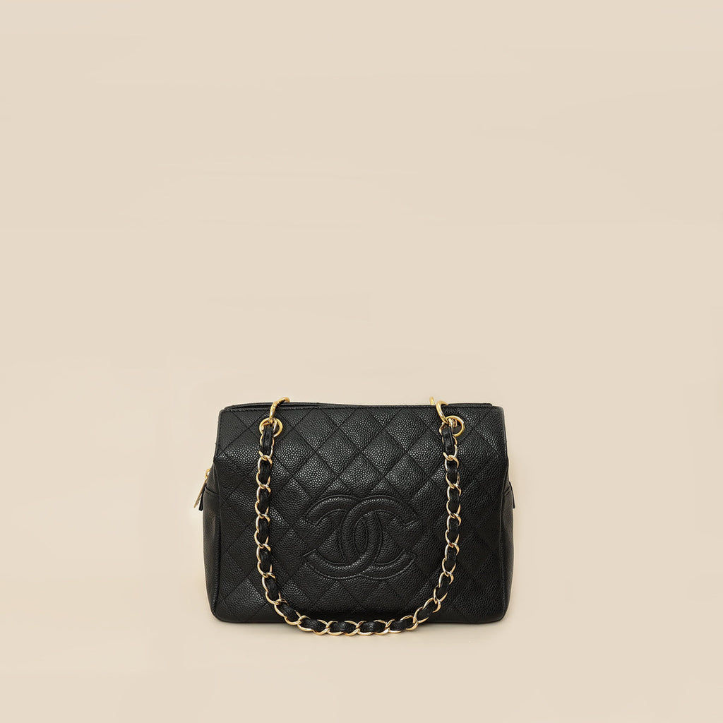 Chanel Black Zip Petite Shopping Tote (PST) Bag