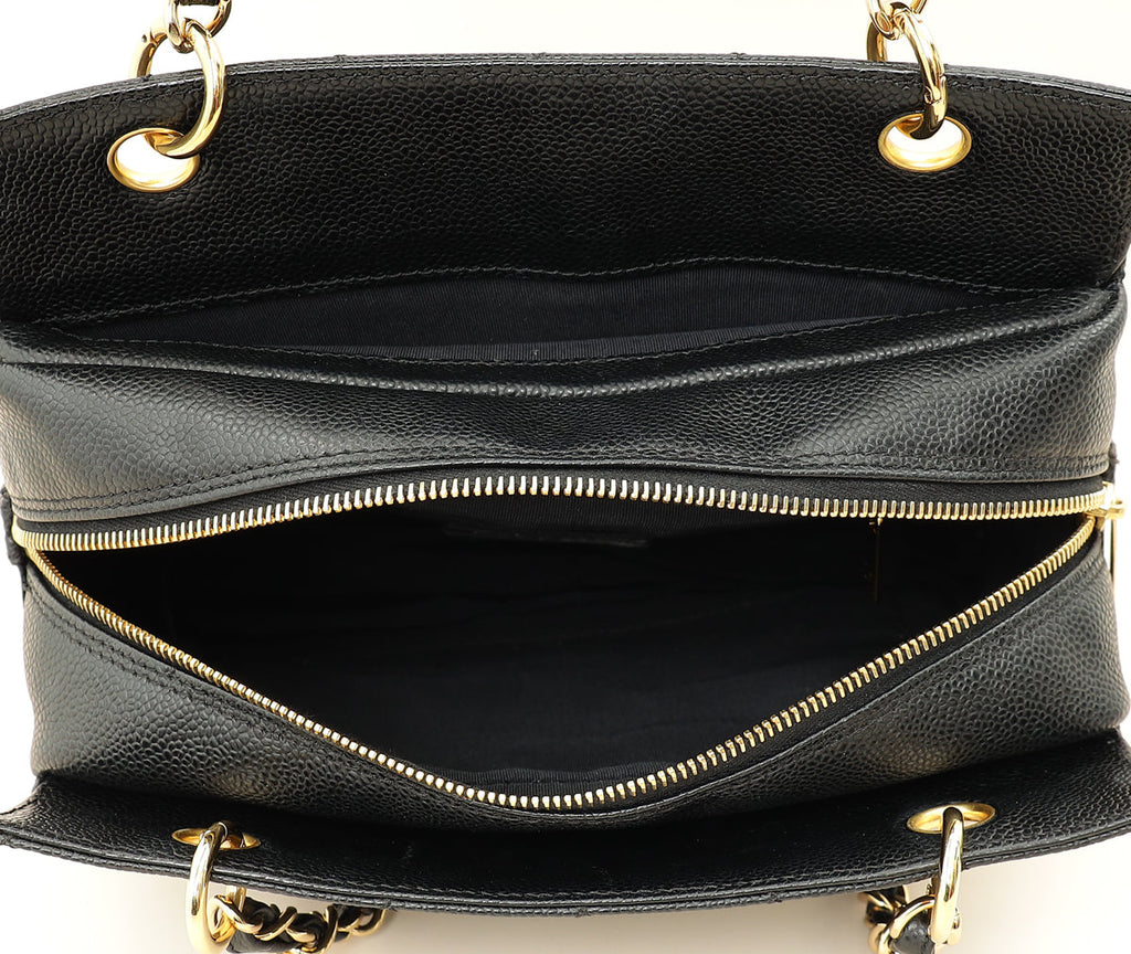 Chanel Black Zip Petite Shopping Tote (PST) Bag