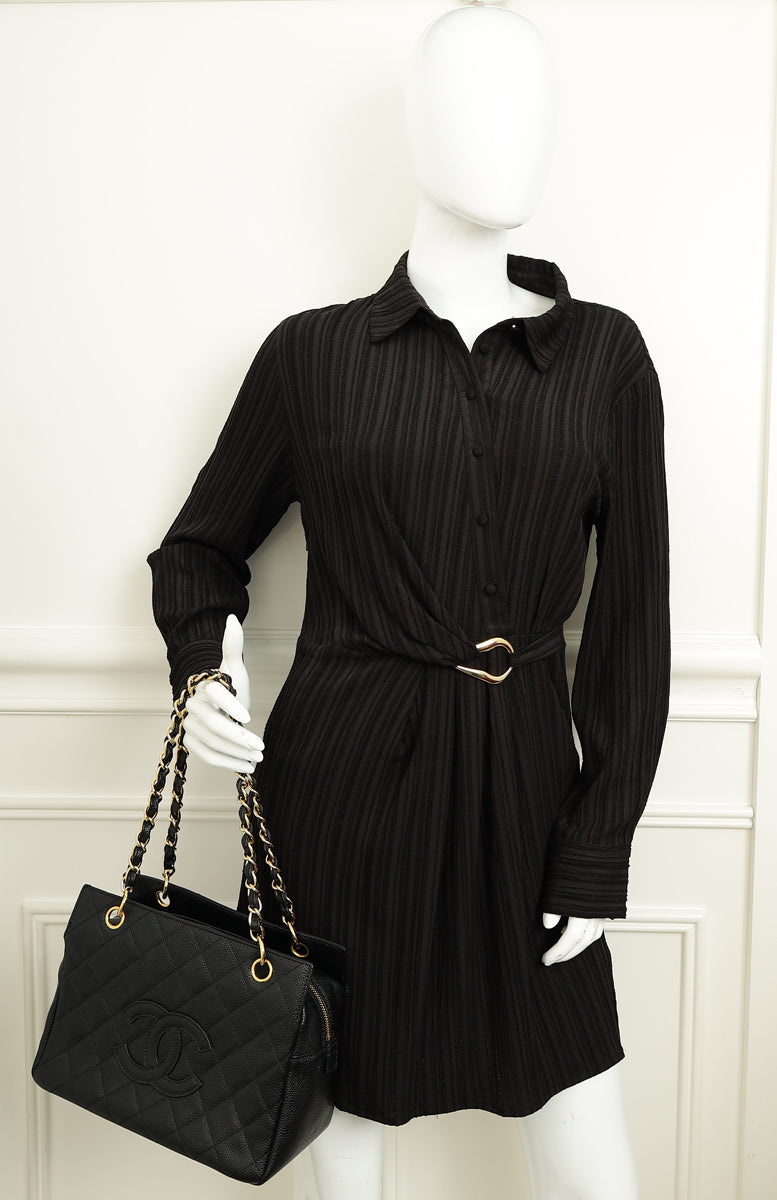 Chanel Black Zip Petite Shopping Tote (PST) Bag