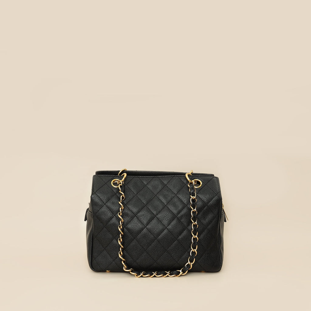 Chanel Black Zip Petite Shopping Tote (PST) Bag