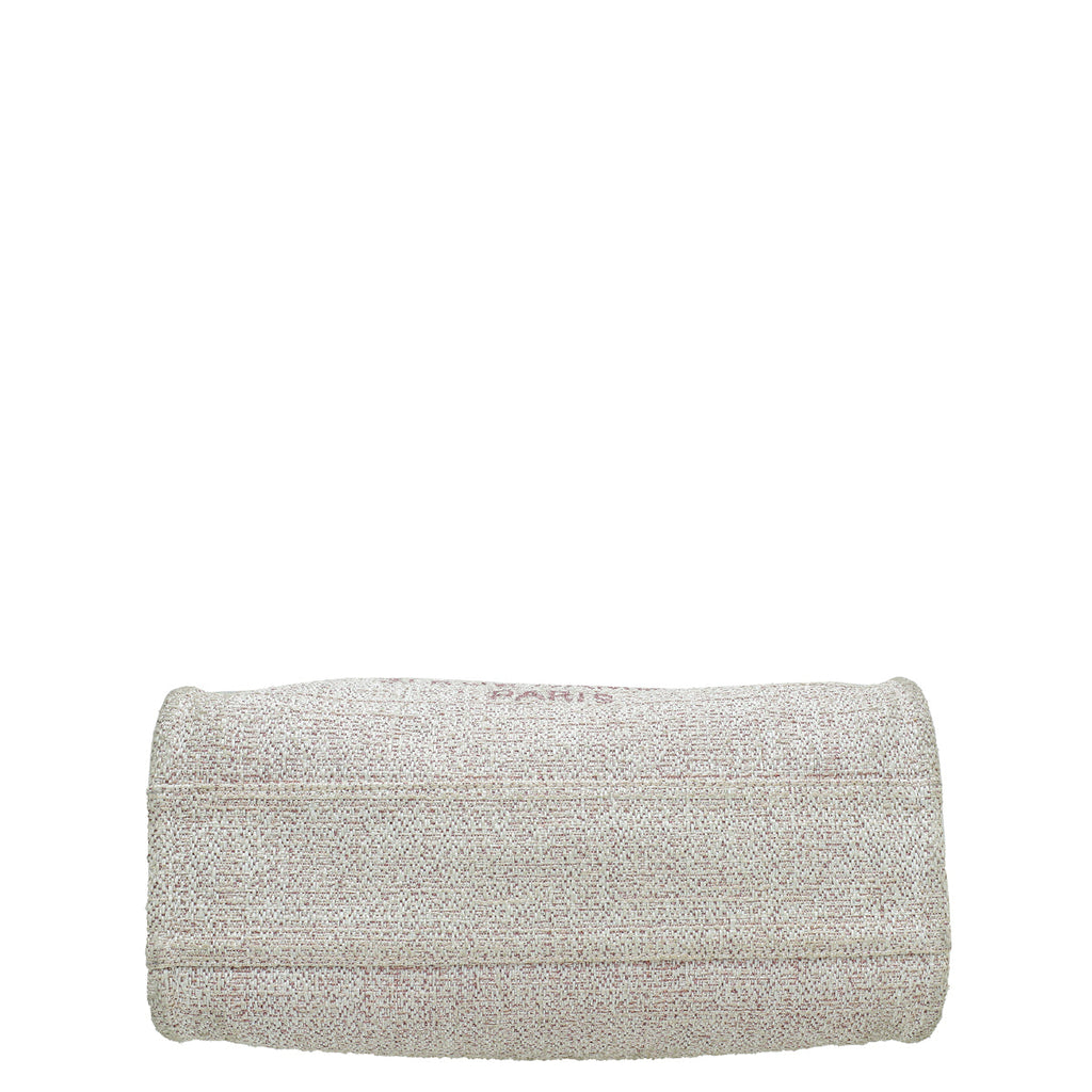 Chanel Pink Straw Lurex Small Deauville Tote Bag