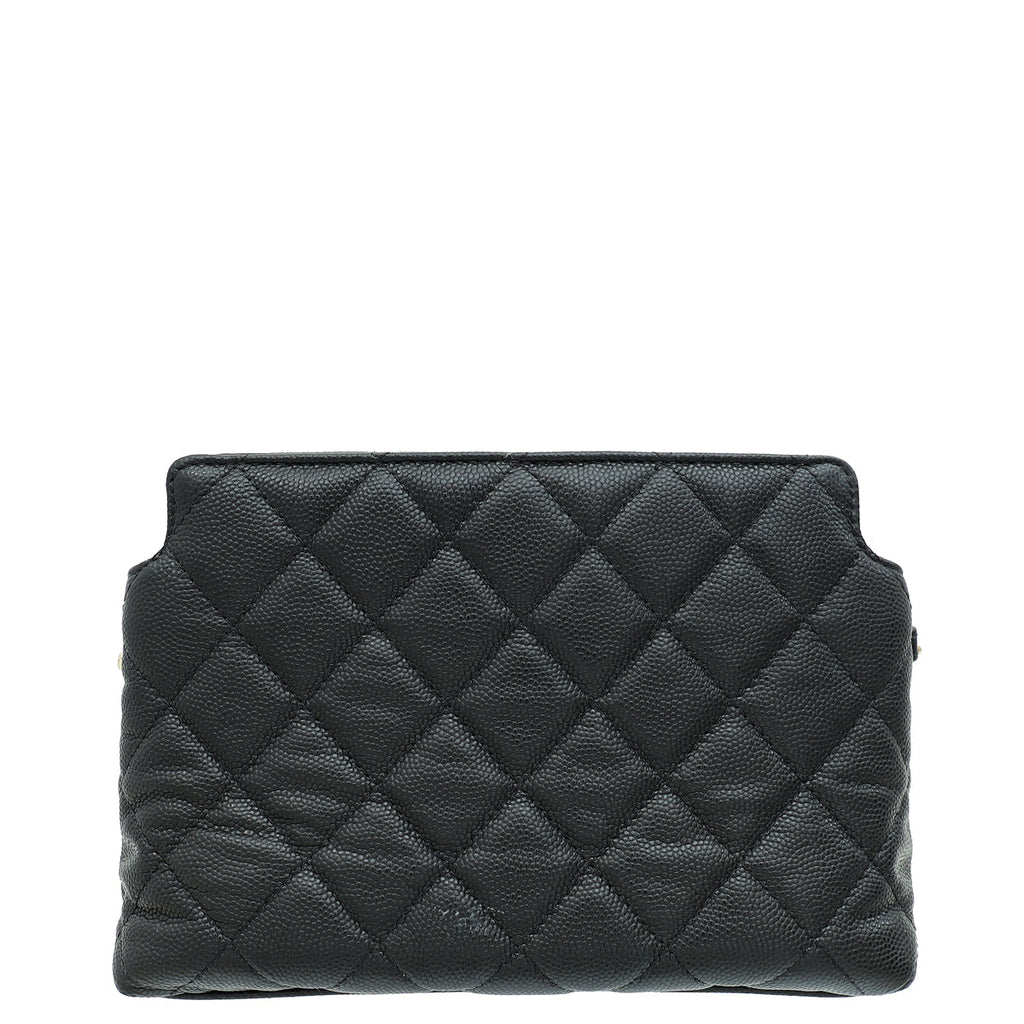 Chanel Black CC Chain Link Bow Clutch With Chain
