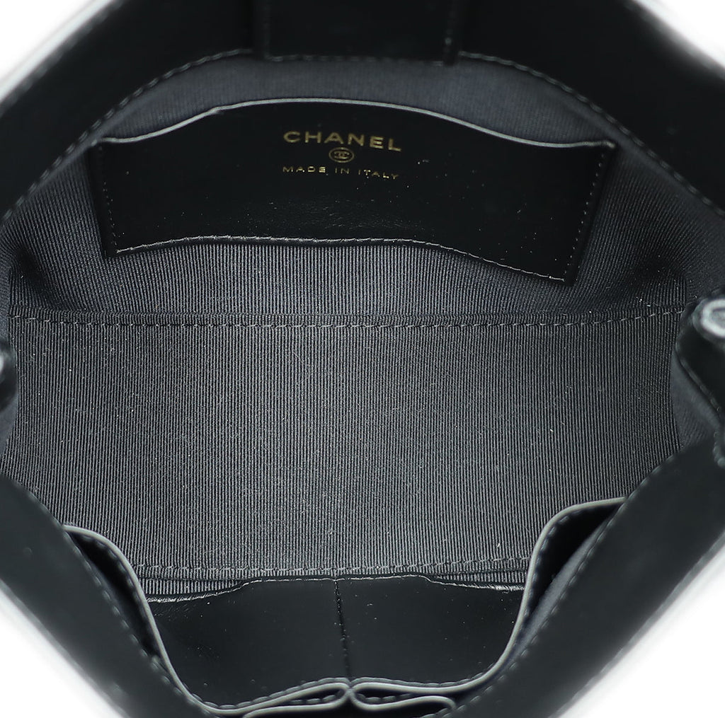 Chanel Black CC Chain Link Bow Clutch With Chain