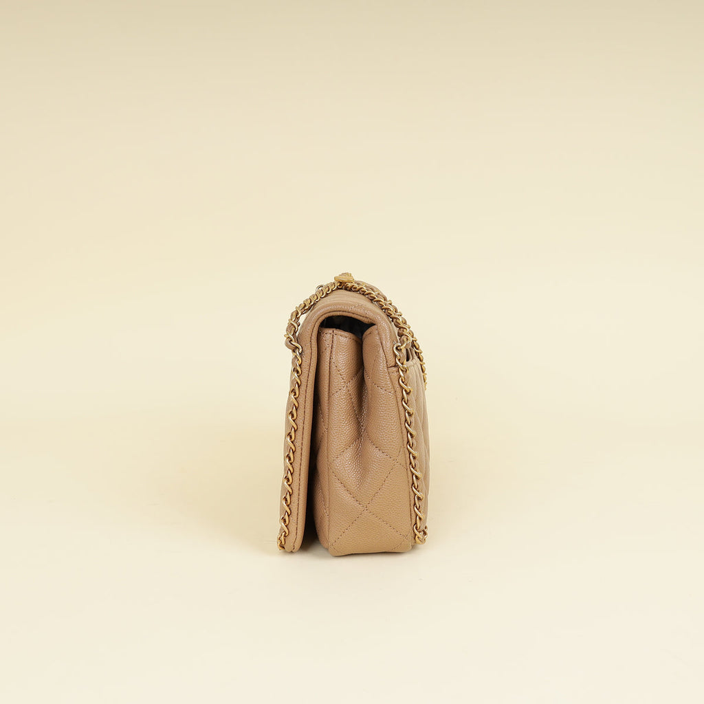 Chanel Beige CC Never Ending Chain Flap Bag