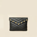 Chanel Black CC Button Chevron Flap Clutch