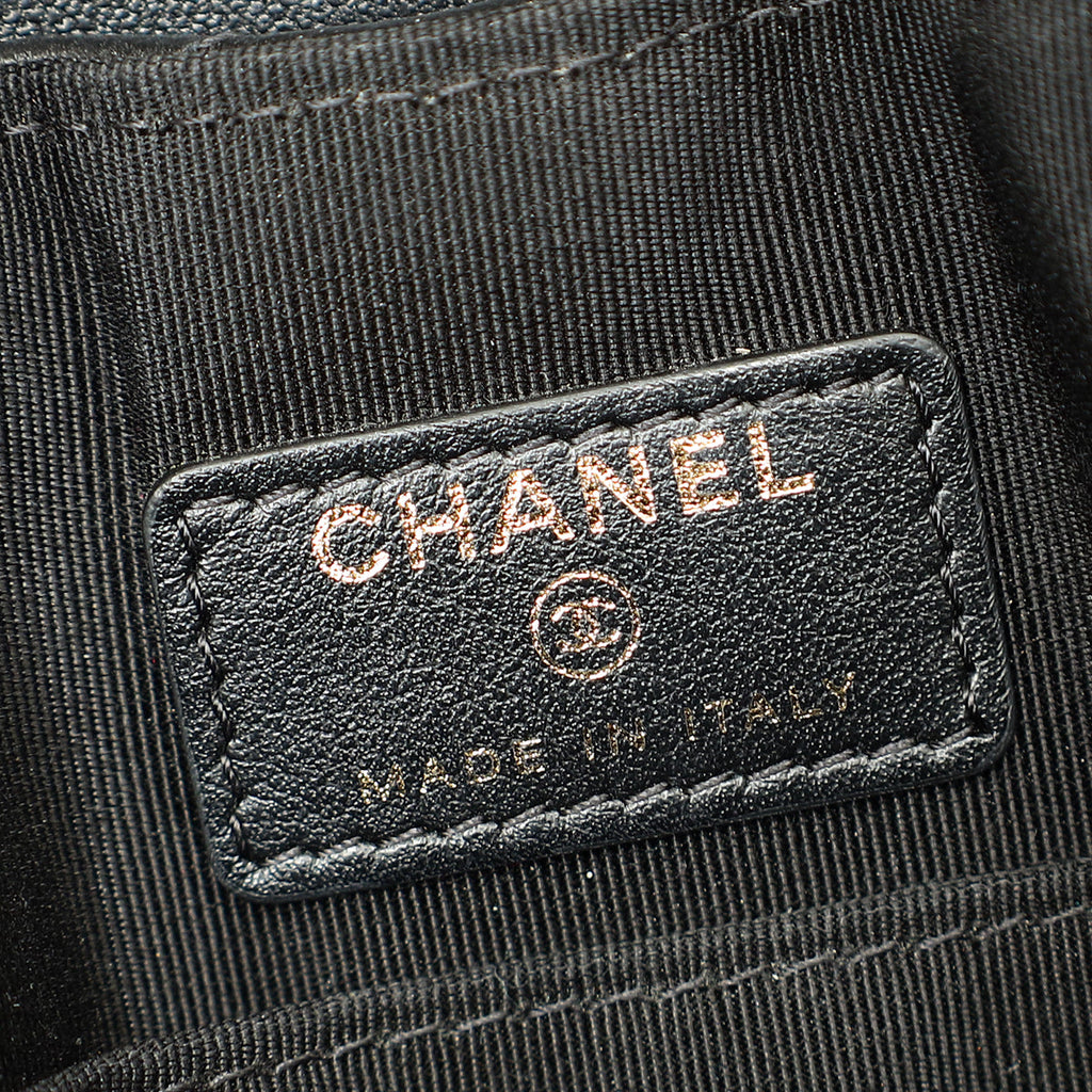 Chanel Black CC Button Chevron Flap Clutch