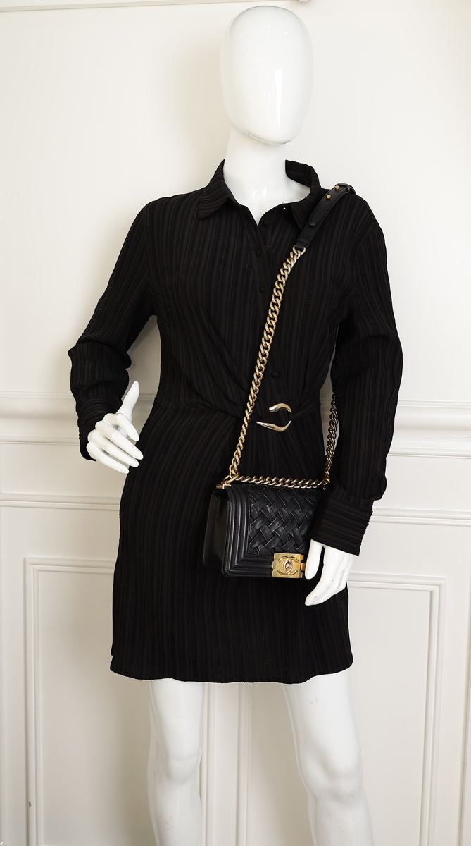 Chanel Black Le Boy Woven Small Bag