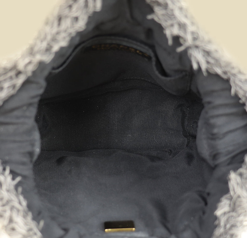 Chanel Black Multicolor CC Denim Quilted Mood Mini Bucket Bag With Chain