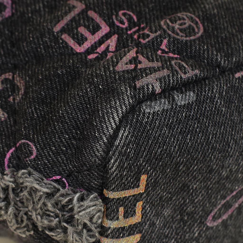 Chanel Black Multicolor CC Denim Quilted Mood Mini Bucket Bag With Chain