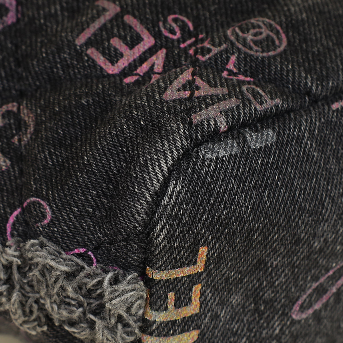 Chanel Black Multicolor CC Denim Quilted Mood Mini Bucket Bag With Chain