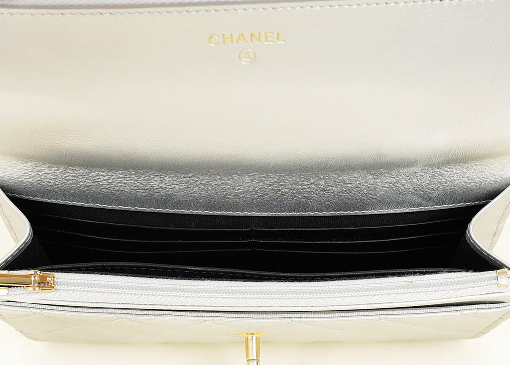 Chanel Silver CC Top Handle Wallet On Chain