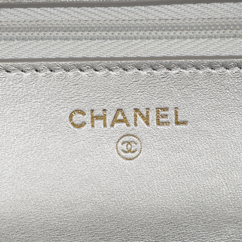 Chanel Silver CC Top Handle Wallet On Chain