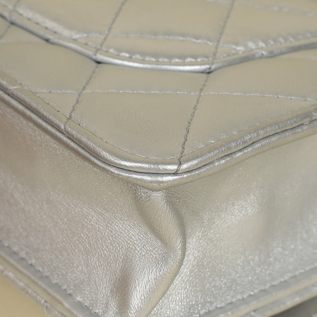 Chanel Silver CC Top Handle Wallet On Chain