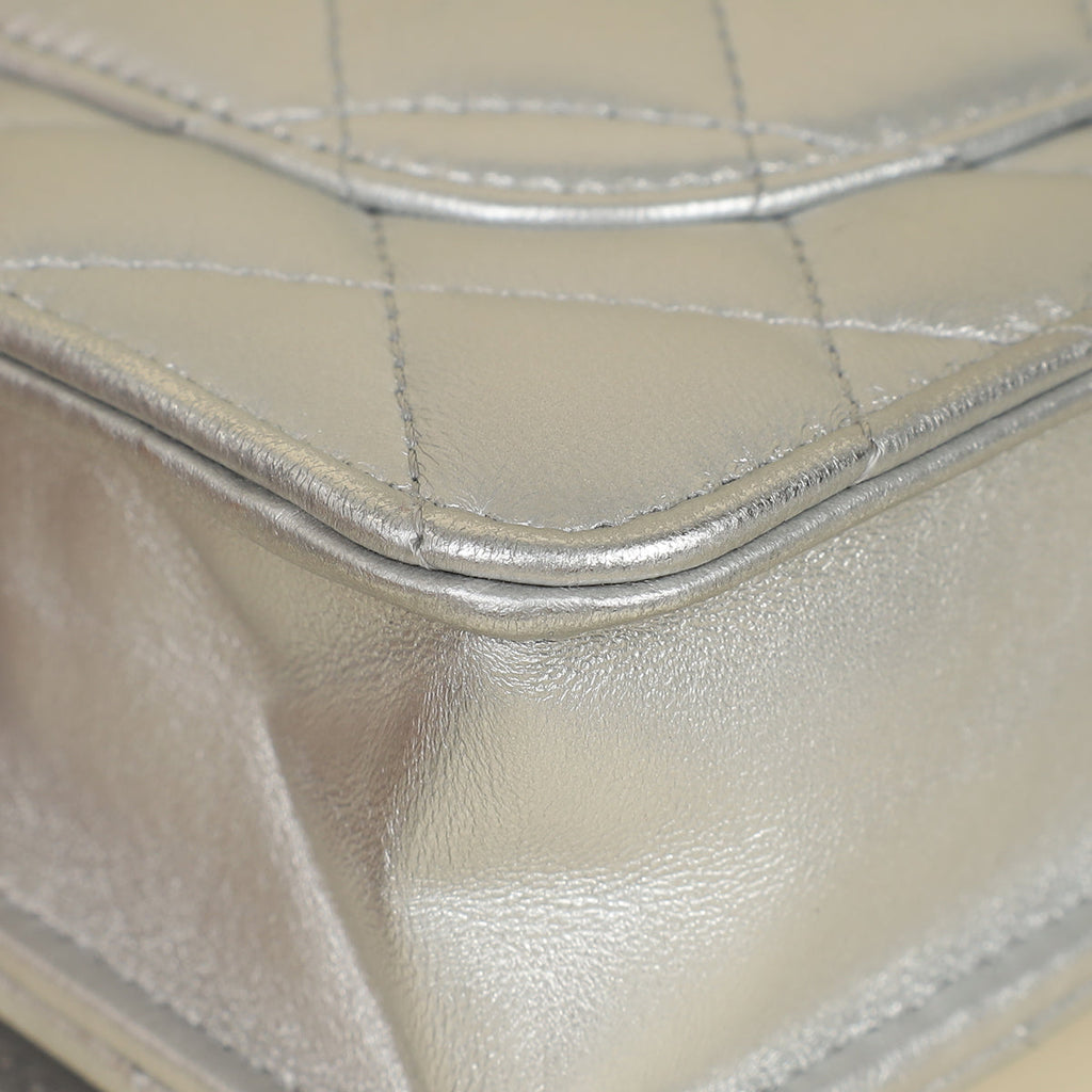 Chanel Silver CC Top Handle Wallet On Chain