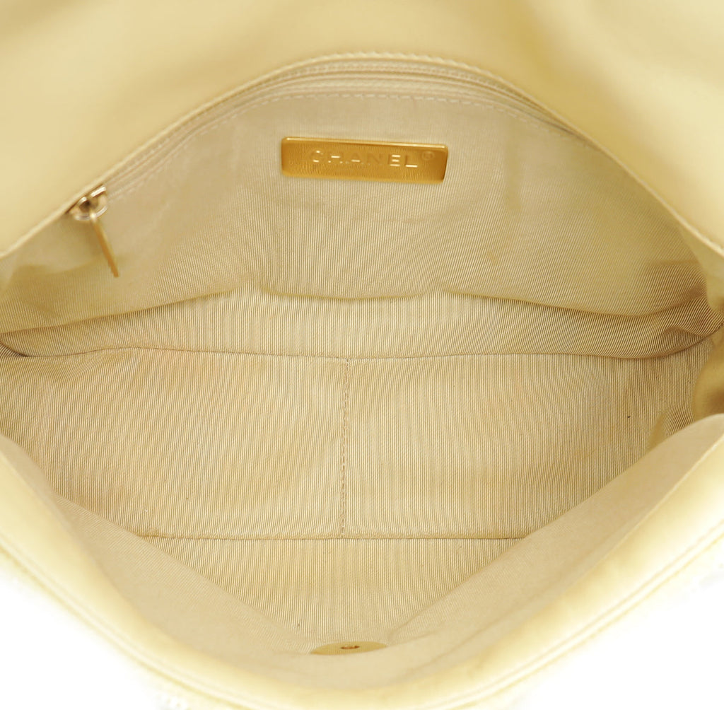 Chanel Light Yellow CC 19 Sequins Small Flap Bag