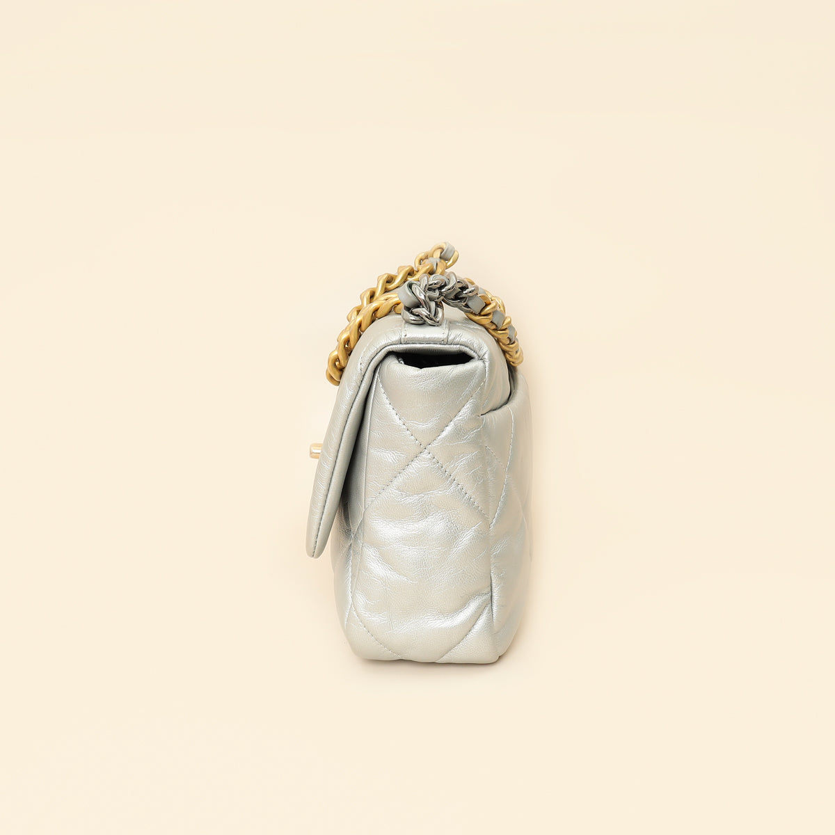 Chanel Metallic Silver 19 Flap Small Shoulder Bag