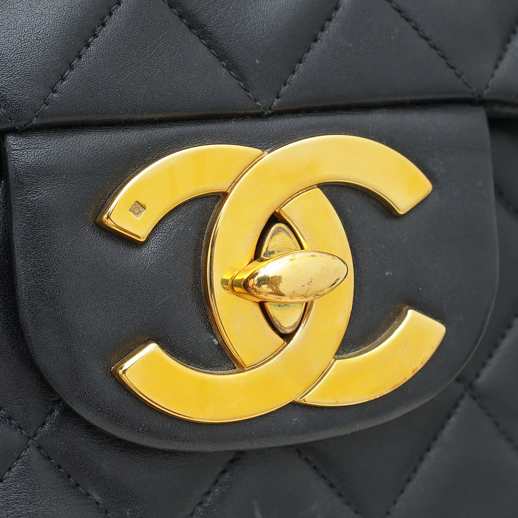 Chanel Black Vintage Classic Single Flap Maxi Bag