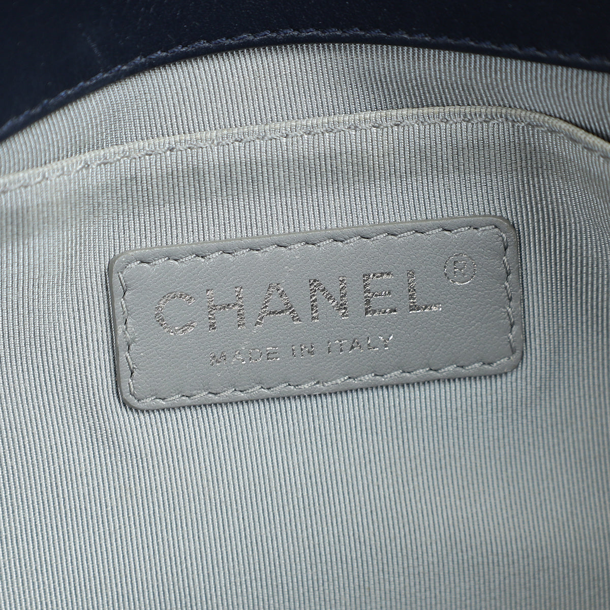Chanel Navy Chevron Le Boy Medium Flap Bag