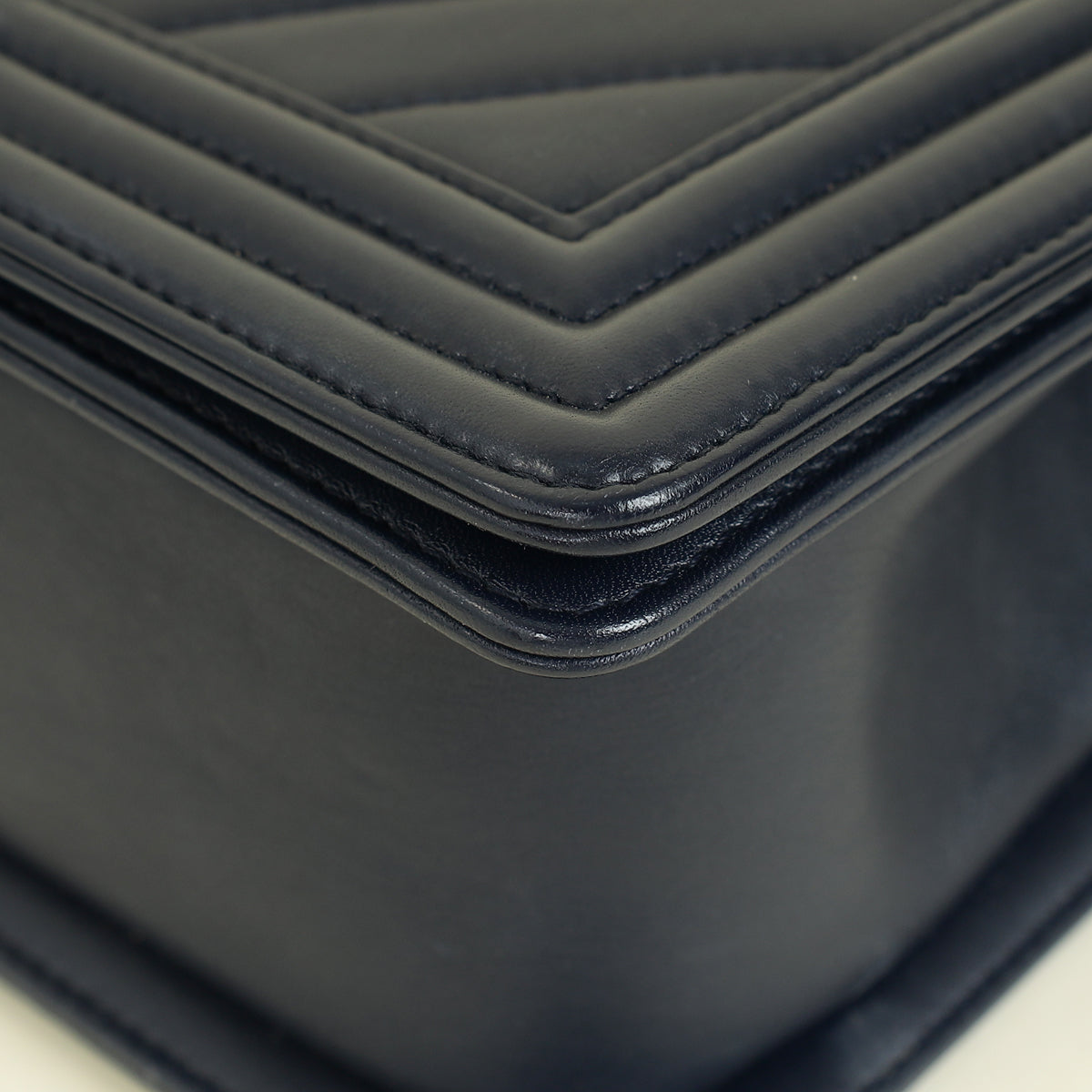 Chanel Navy Chevron Le Boy Medium Flap Bag
