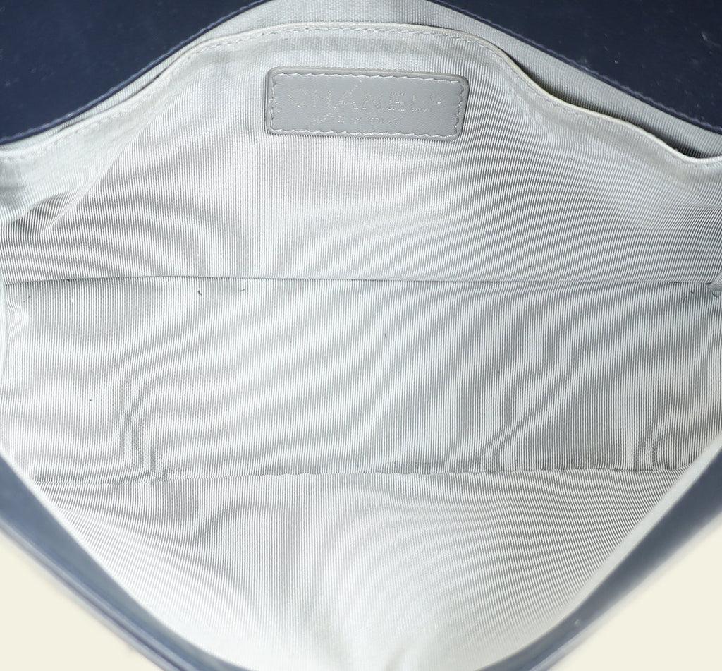 Chanel Navy Chevron Le Boy Medium Flap Bag