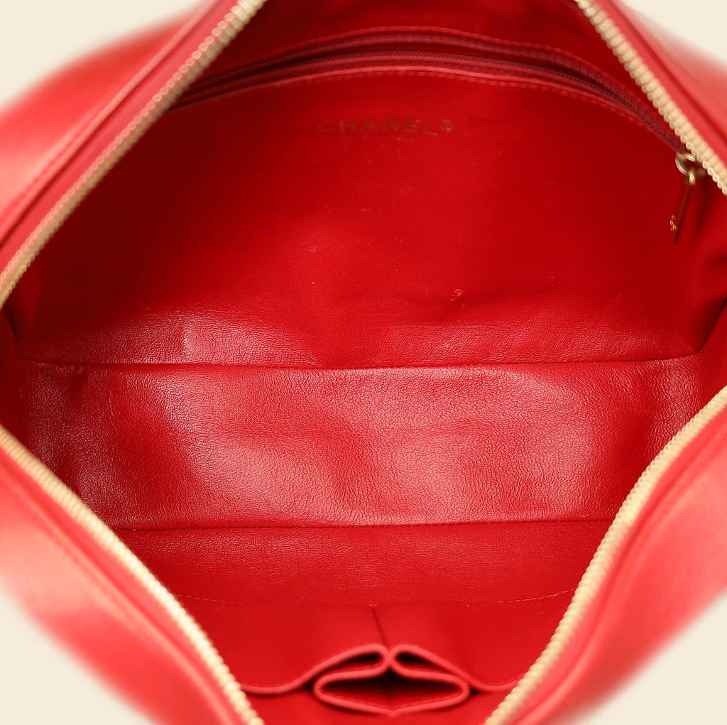 Chanel Red CC Quilted Camera Shoulder Bag