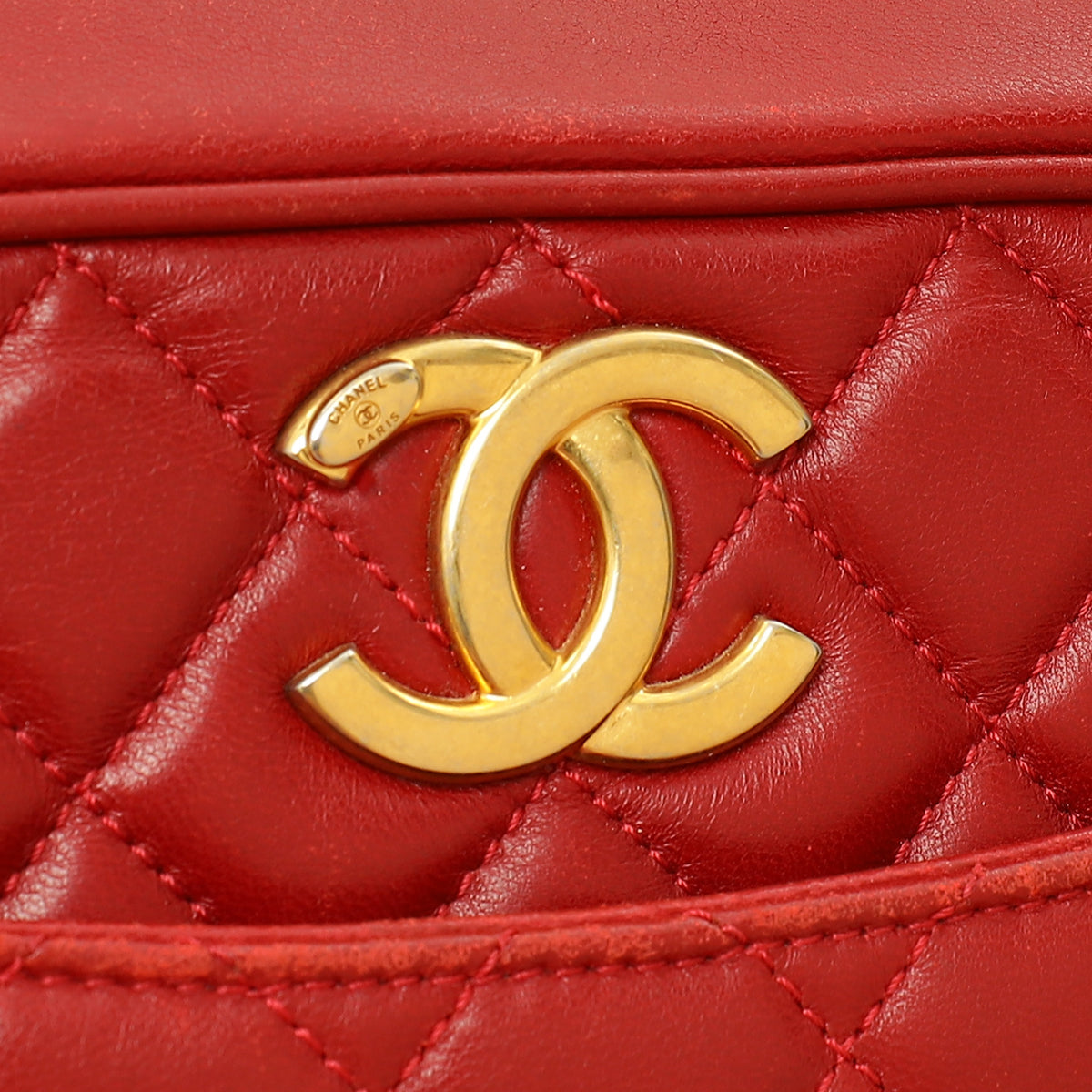 Chanel Red CC Quilted Camera Shoulder Bag
