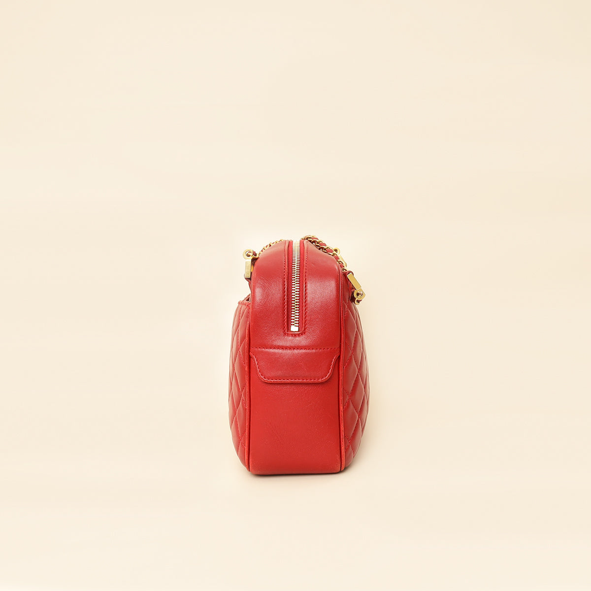 Chanel Red CC Quilted Camera Shoulder Bag